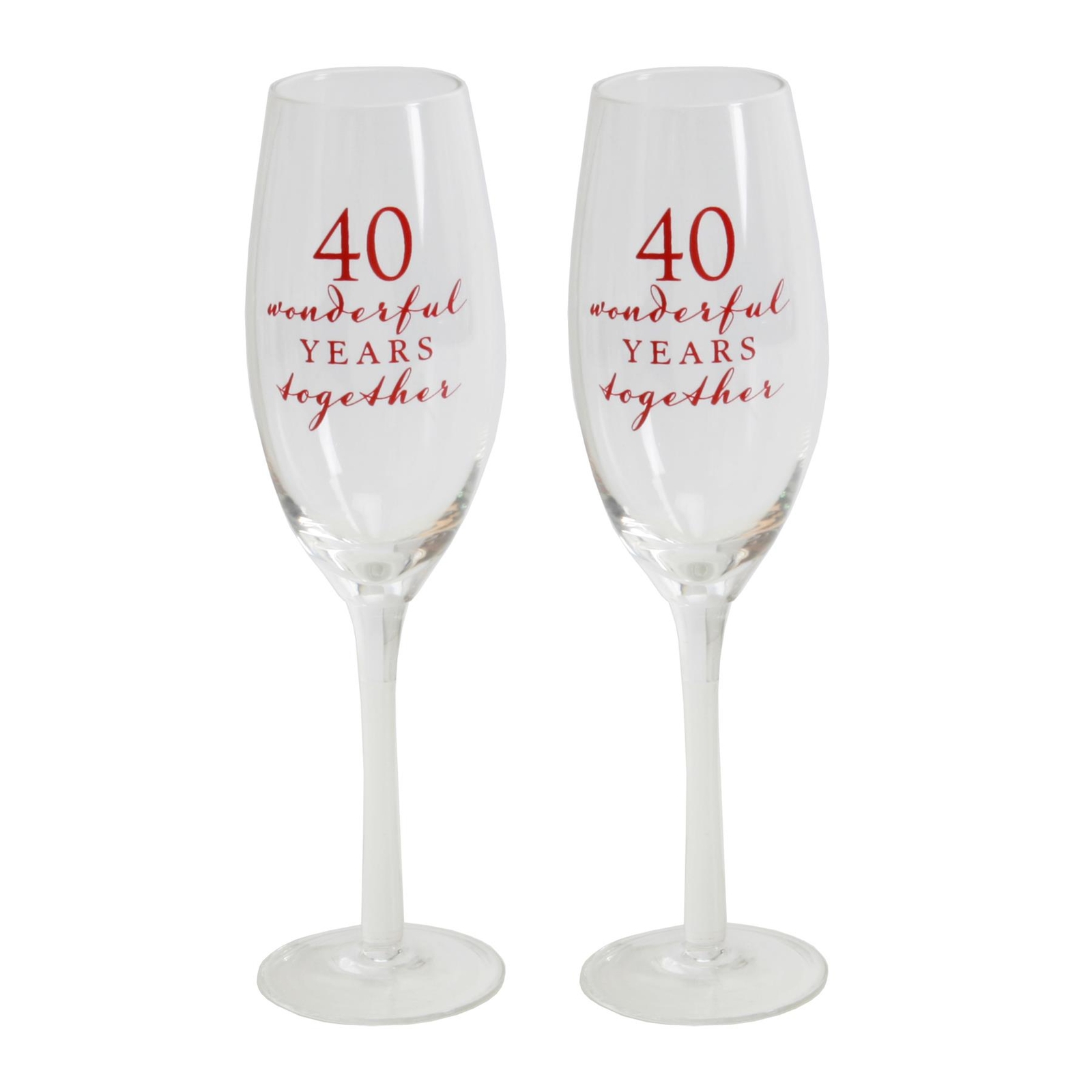 Amore Set of 2 Gift Boxed Champagne Flutes – 40th Anniversary
