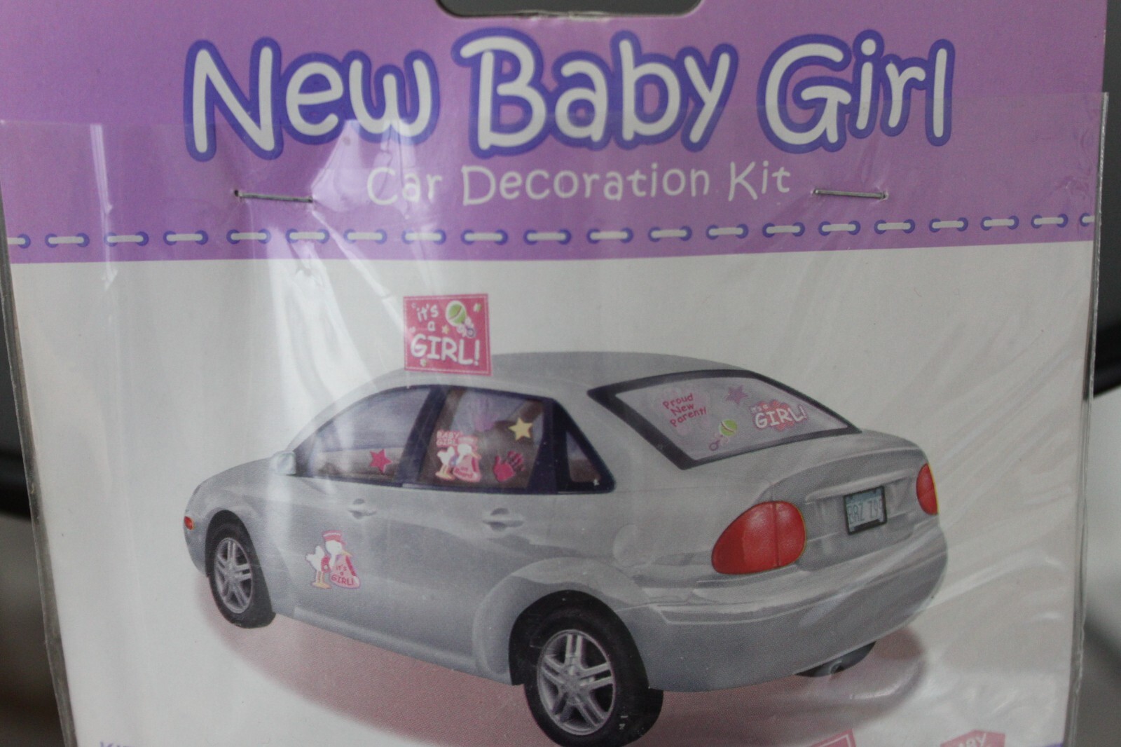 NEW BABY GIRL CAR DECORATION KIT Newborn Birth Party Celebration Auto Window