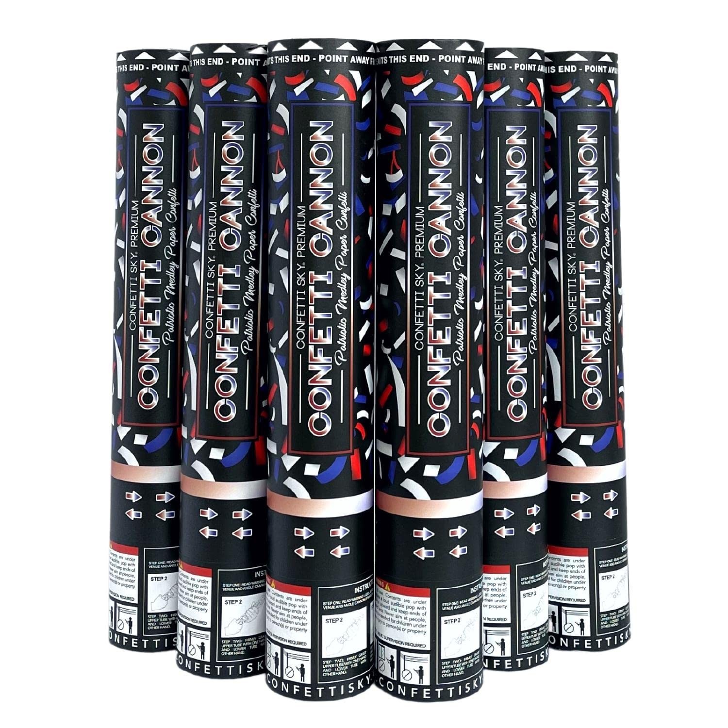 Confetti Sky [6 Pack] 12 Inch Biodegradable Confetti Cannons Poppers Wedding