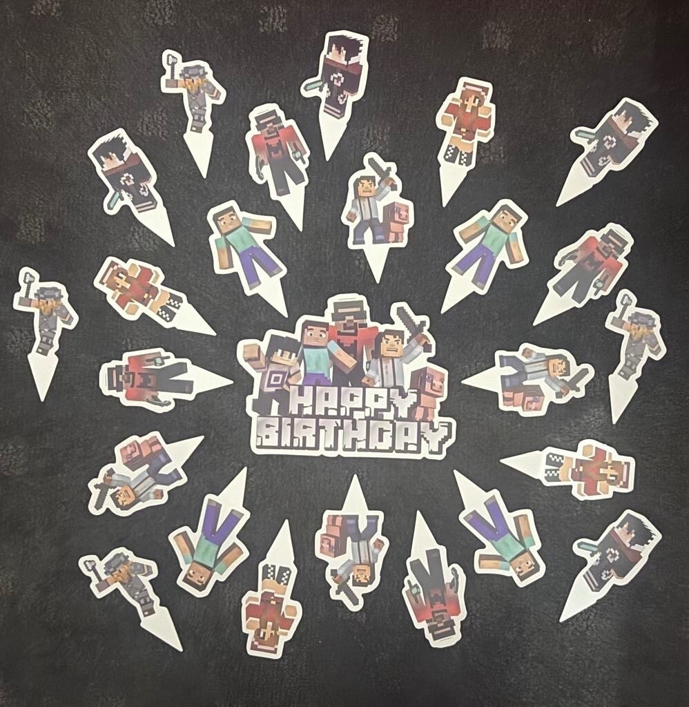 *25pcs MINECRAFT CAKE TOPPERS and CUPCAKE TOPPERS for birthday party