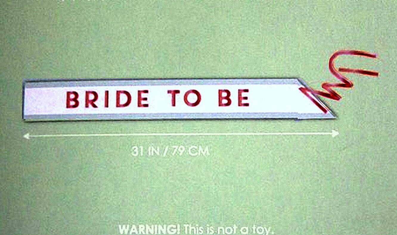 NIB ”BRIDE TO BE” SASH Rose Gold Lettering on White w/side tie 31″Orig $12.99