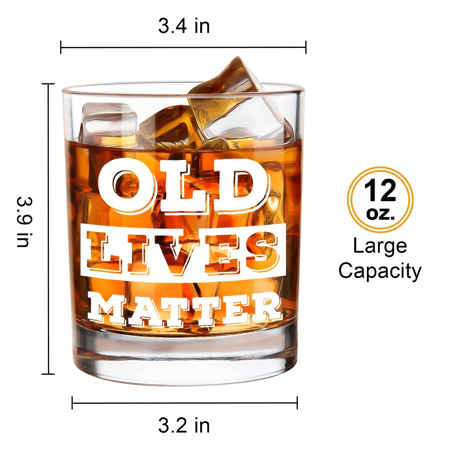 LIGHTEN LIFE Old Lives Matter Whiskey Glass 12 oz,Rock Glass in Valued Wooden…