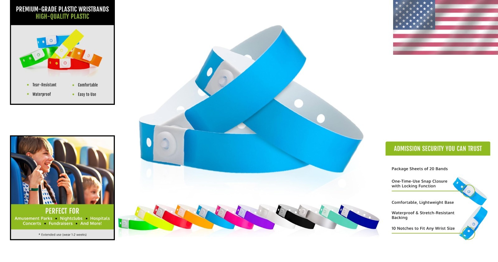 VIP Identification Wristbands – Neon Blue, 500 Count