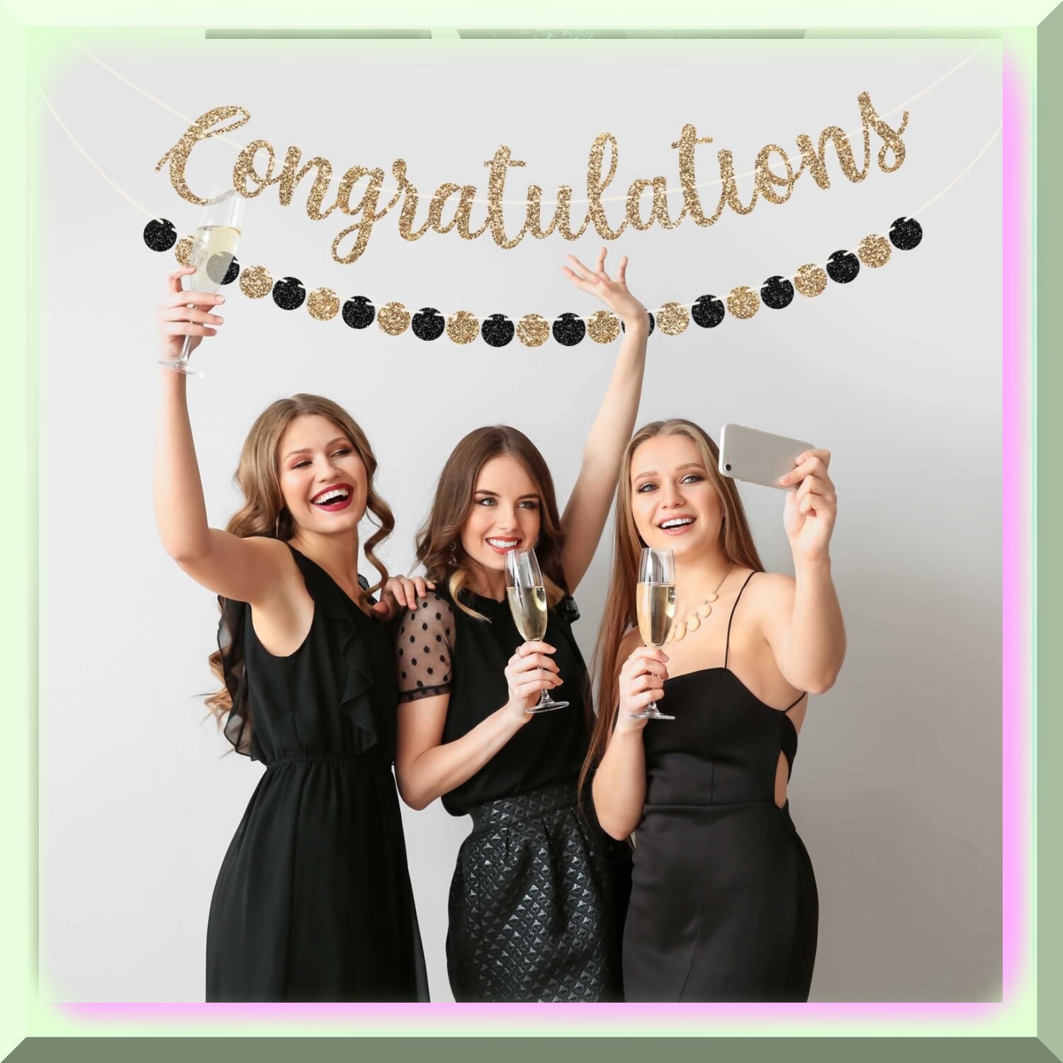 Glitter Gold Congratulatory Party Banner