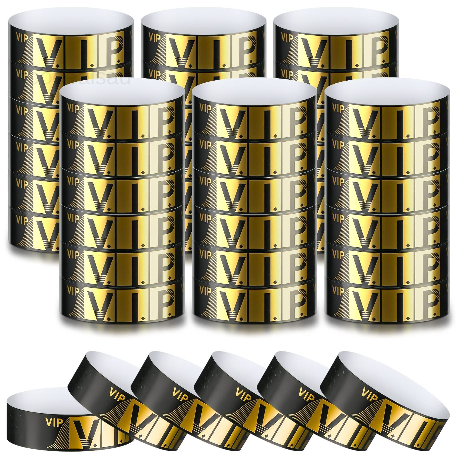 200 Pack VIP Wristbands for Events Bracelets Paper 0.79 x 10 inch, Gold