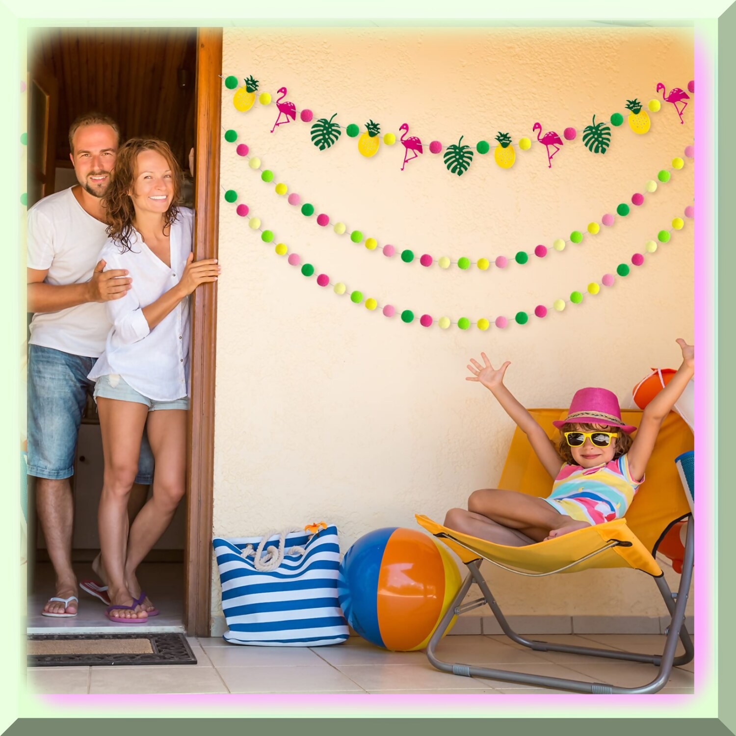 Tropical Party Decorations with Flamingo Pin