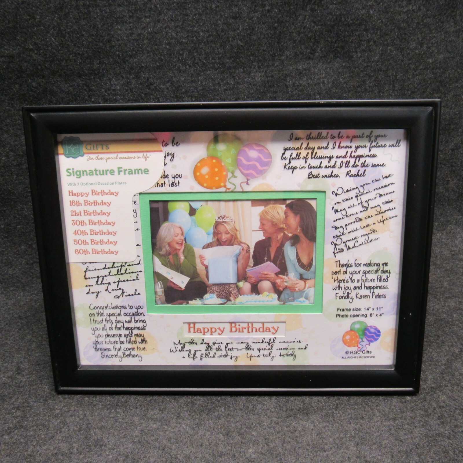 RGC Gifts Happy Birthday Signature Frame 14″ X 11″ Black Frame Holds 6″ X 4″ Pic