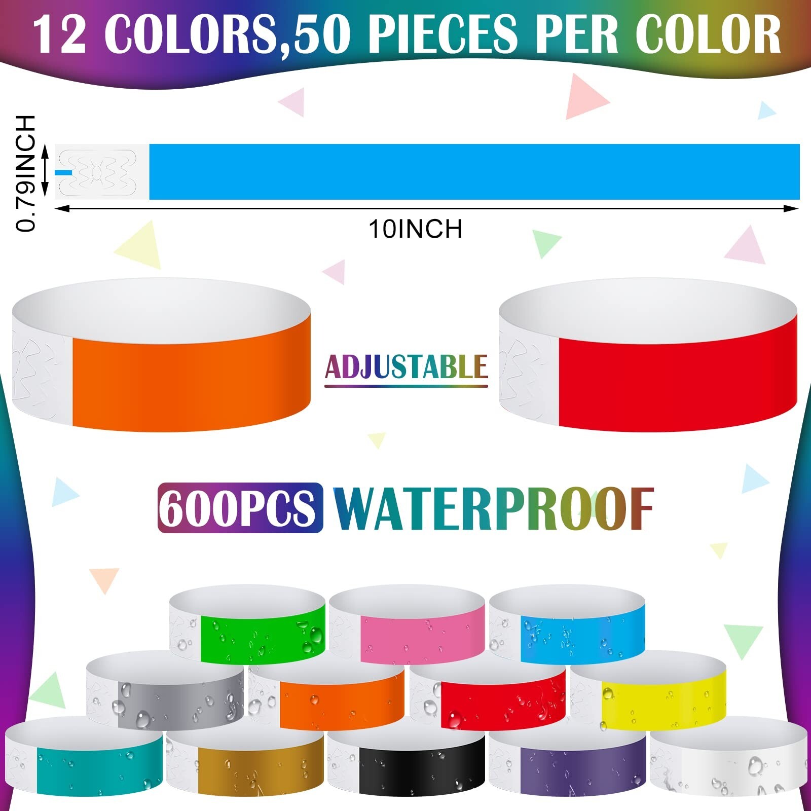 600 Pcs Paper Wristbands Neon Wrist Bands Waterproof Hand Bands for Events Li…