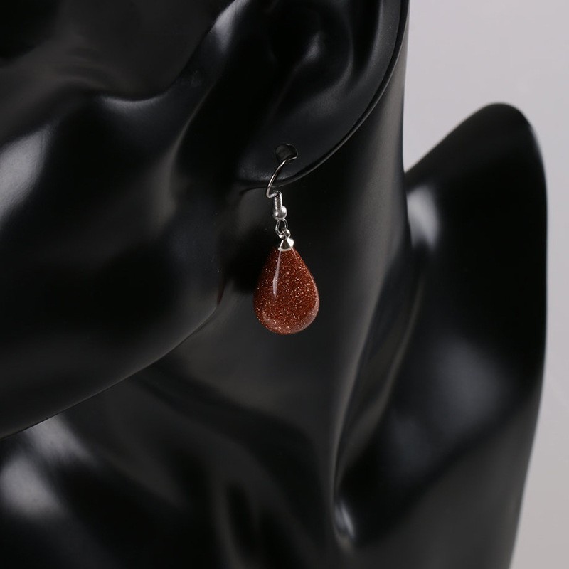 Teardrop Gemstone Dangle Earrings – Healing Crystal Water Drop Hook for Women