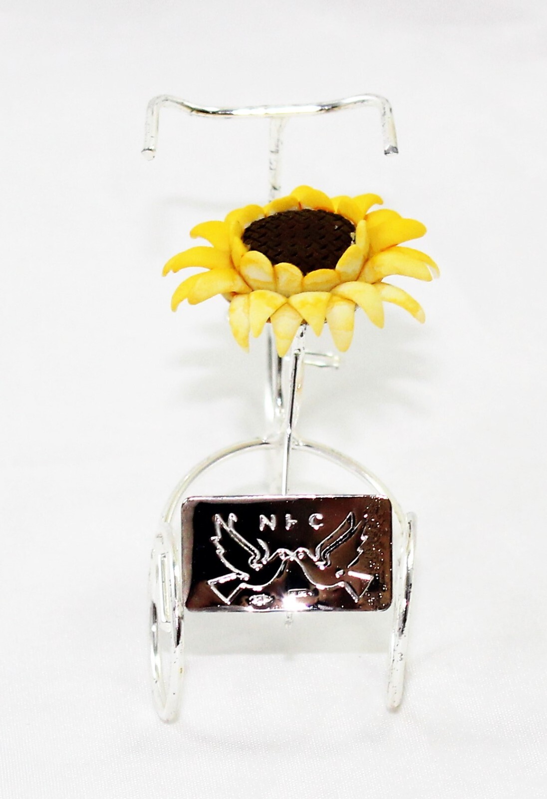 2 Birth Celebration Anniversary Silver Tricycle With Sunflower