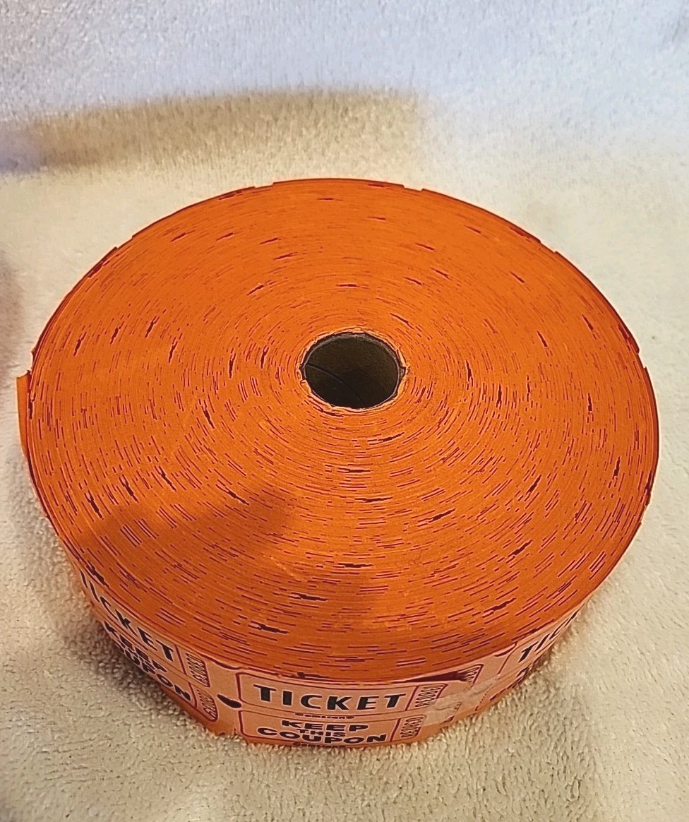  Lot of 2 Double Stub Raffle Tickets, Orange & Red Rolls – Event/Charity/50/50
