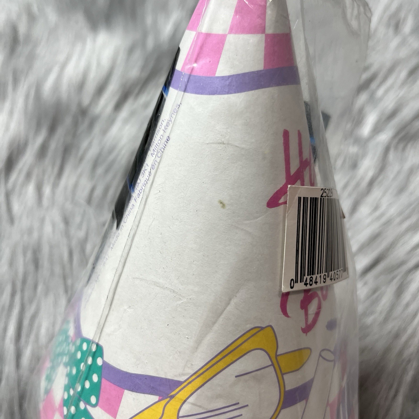 Vintage 90s Girls Birthday Pink Purple White Makeup Beauty Party Hats