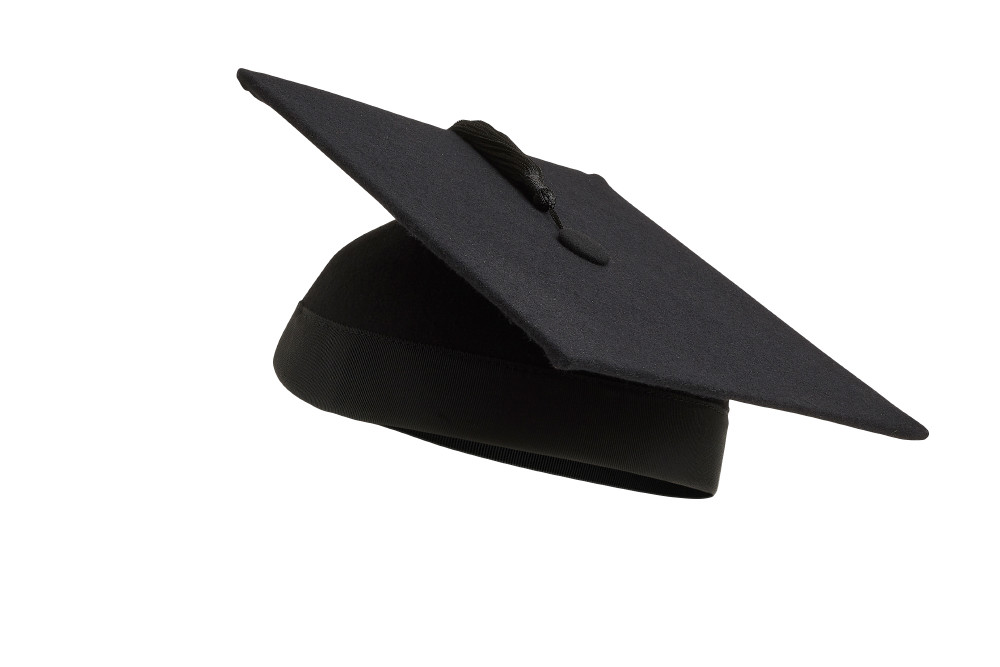 Graduation Mortarboard – Master’s Fitted Black Cap Hat – Academic Gown Accessory