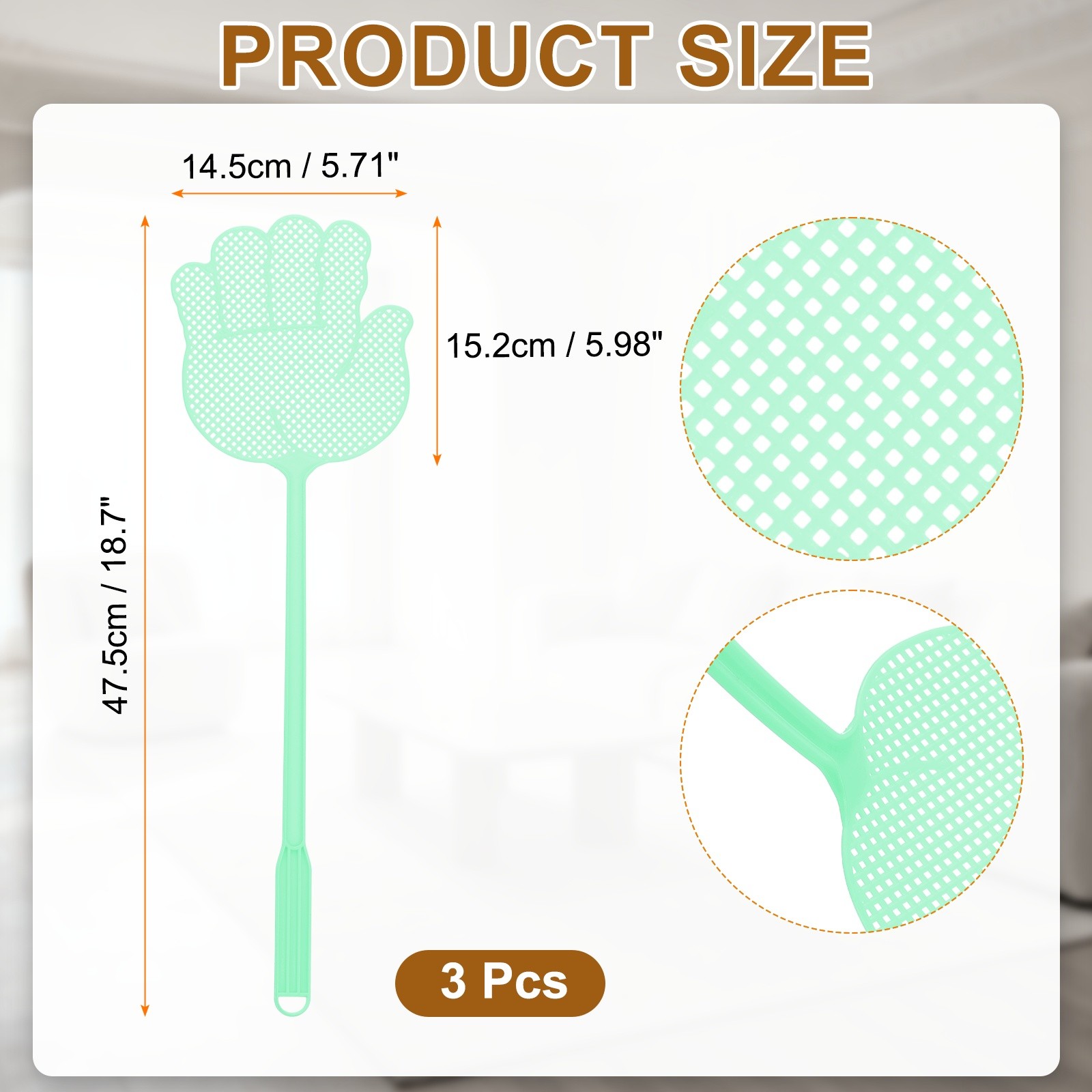 3pcs for Swatter Flies 15x14cm Green