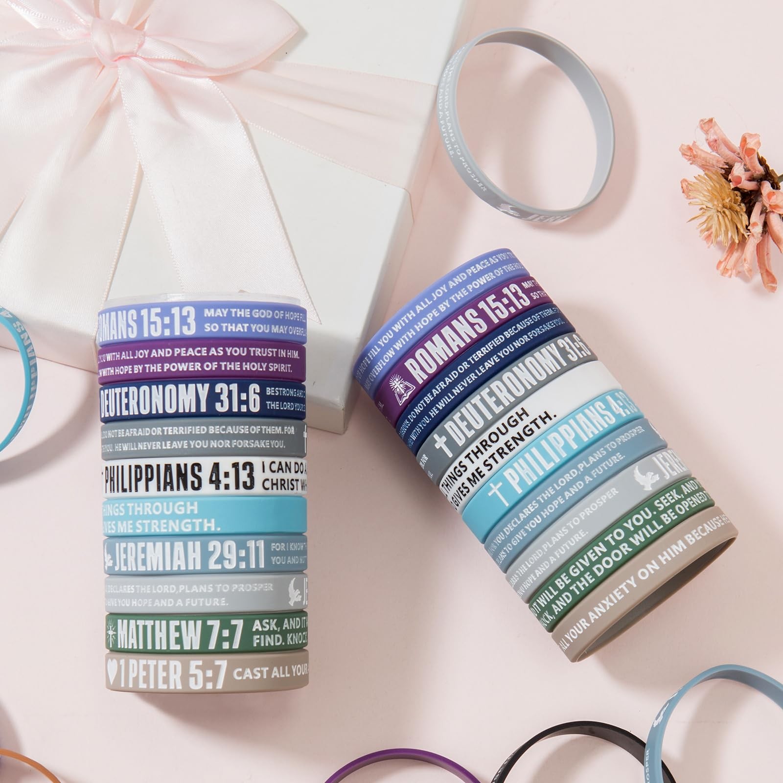 12-Piece Bible Verse Bracelets – Christian Scripture Silicone Wristbands for …