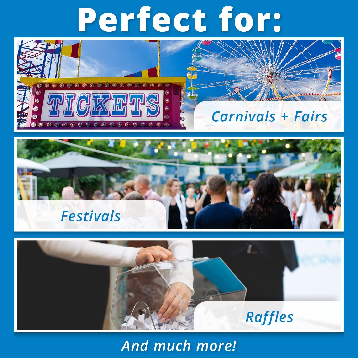 INDIANA TICKET CO. 2,000 White Raffle Tickets Double Roll, Premium Quality 50…