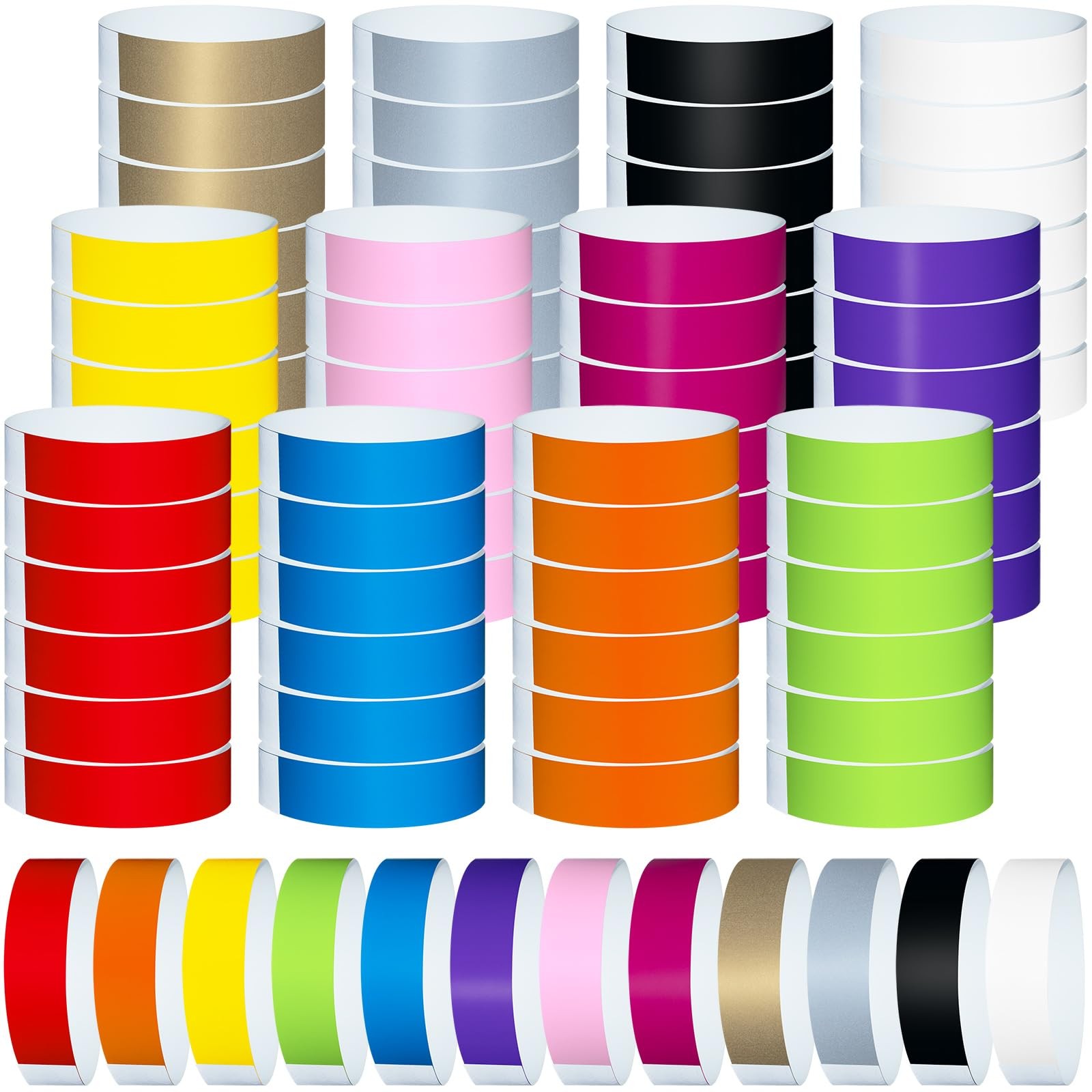 1200 Pcs Plastic Paper Wristbands for Events Neon Color Wrist Bands Concert I…