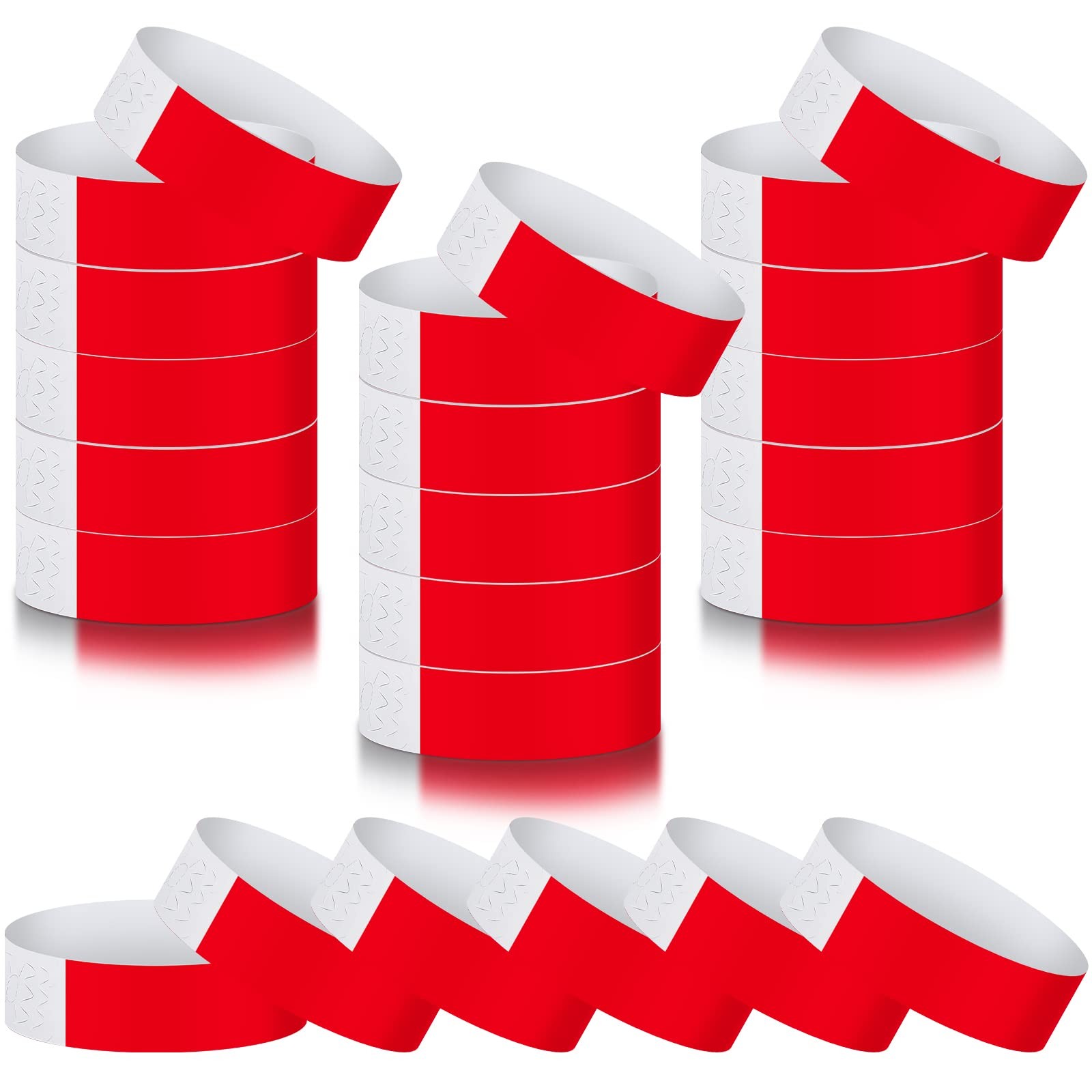 Tudomro 300 Pieces Paper Wristbands for Events Waterproof 10 x 0.79 inch, Red