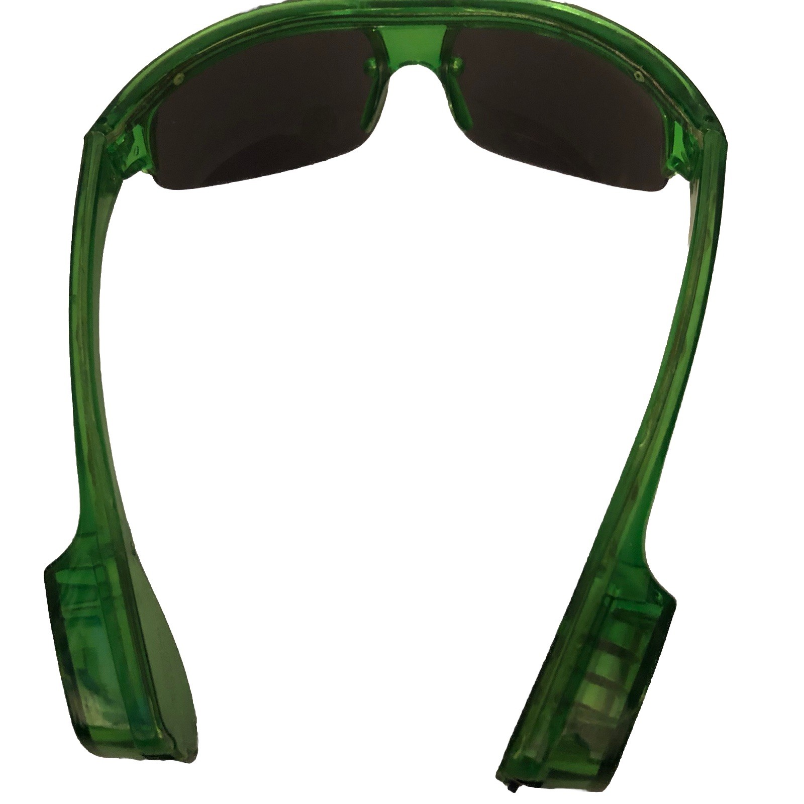 RI Novelty Flashing Lights Kids Adult Sunglasses Green Frames Light Fast Slow On