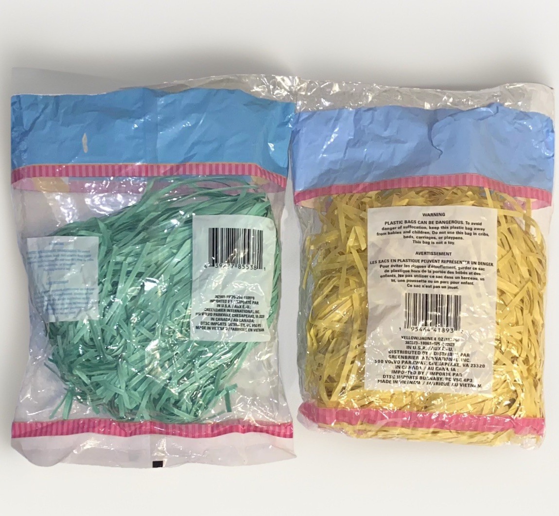 NEW 2 Packs Of Green & Yellow Grass For Easter Baskets Or Gift Box Filler