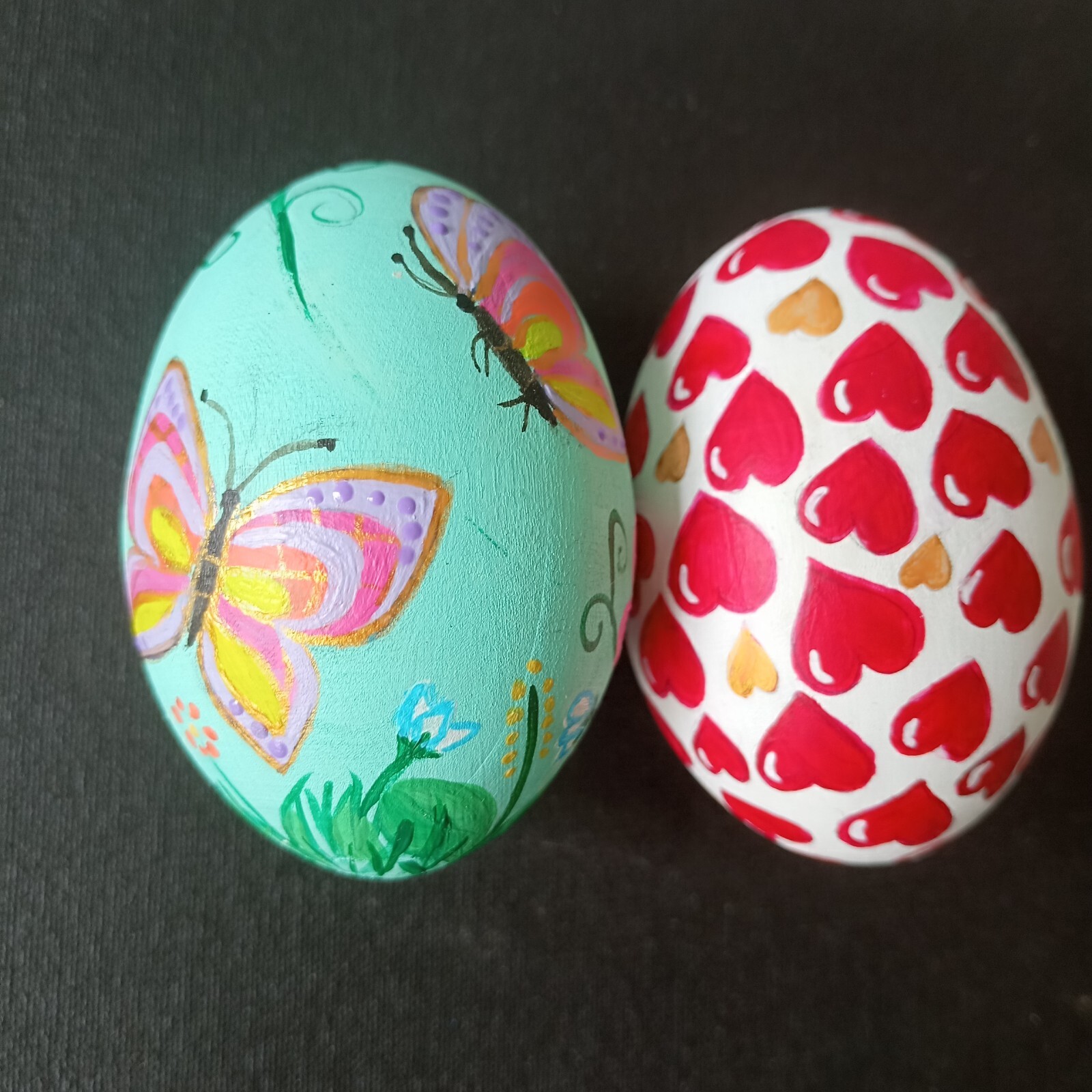 Easter Eggs in Gift Box,set of 2 Hand-Painted Wooden Eggs Easter Decorations