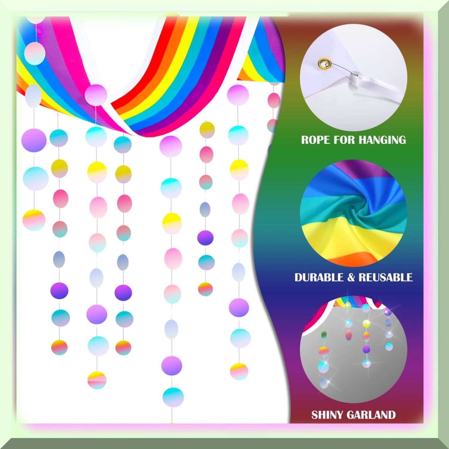 Rainbow Cloud Ceiling Decor with Garland
