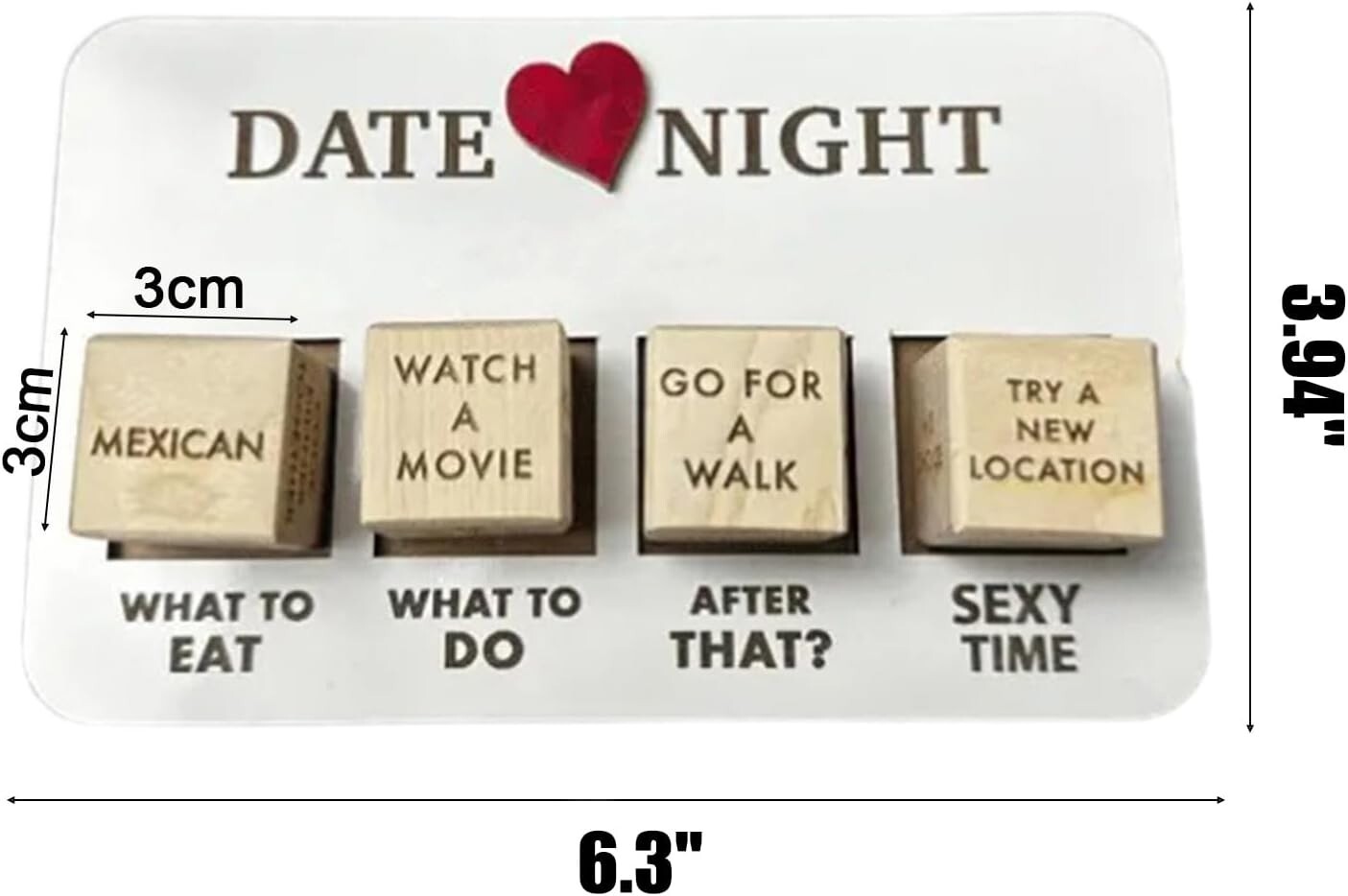 Wooden Date Night Dice: After Dark Edition – Romantic Adventure Dice for Couples