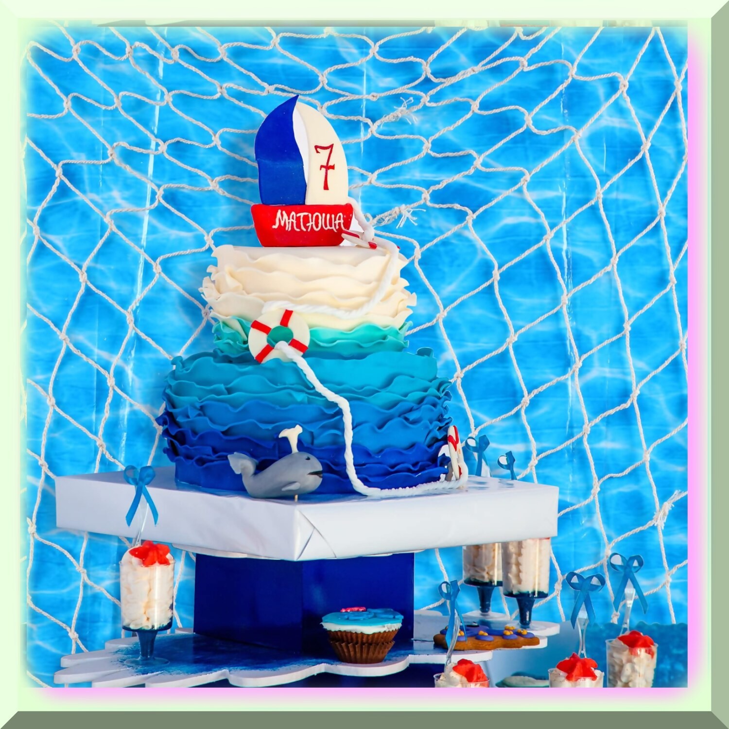 Ocean Breeze Party Pack with Blue Tablecloth and Fish Net