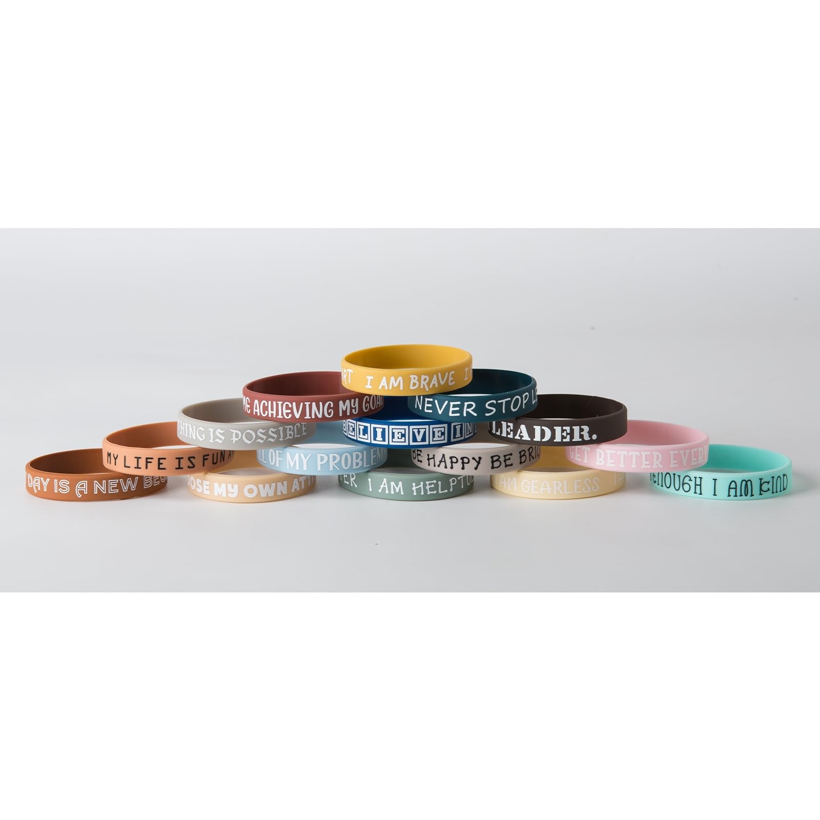 100 Pieces Inspirational Quote Wristbands -Bulk Pack Colored Motivational Bra…