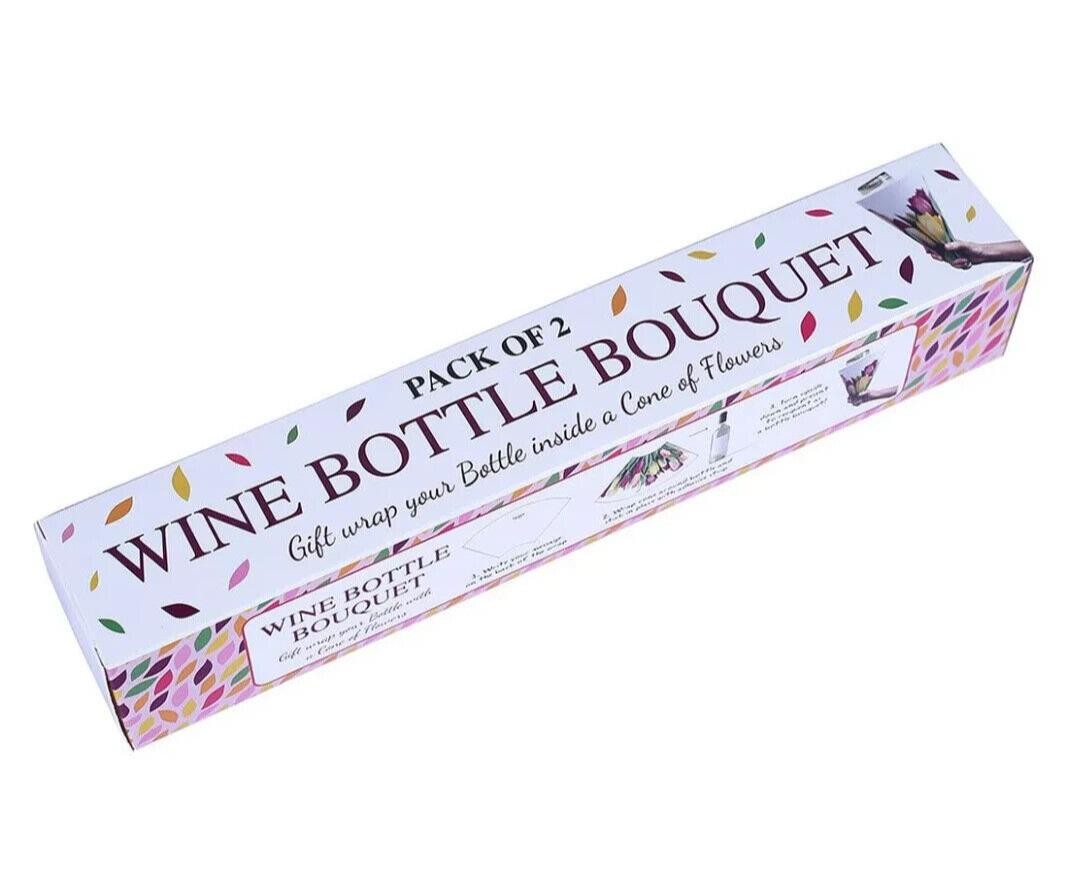WINE BOTTLE BOUQUET – Pack of 2 – Gift Wrap Your Bottle inside a Cone of Flowers