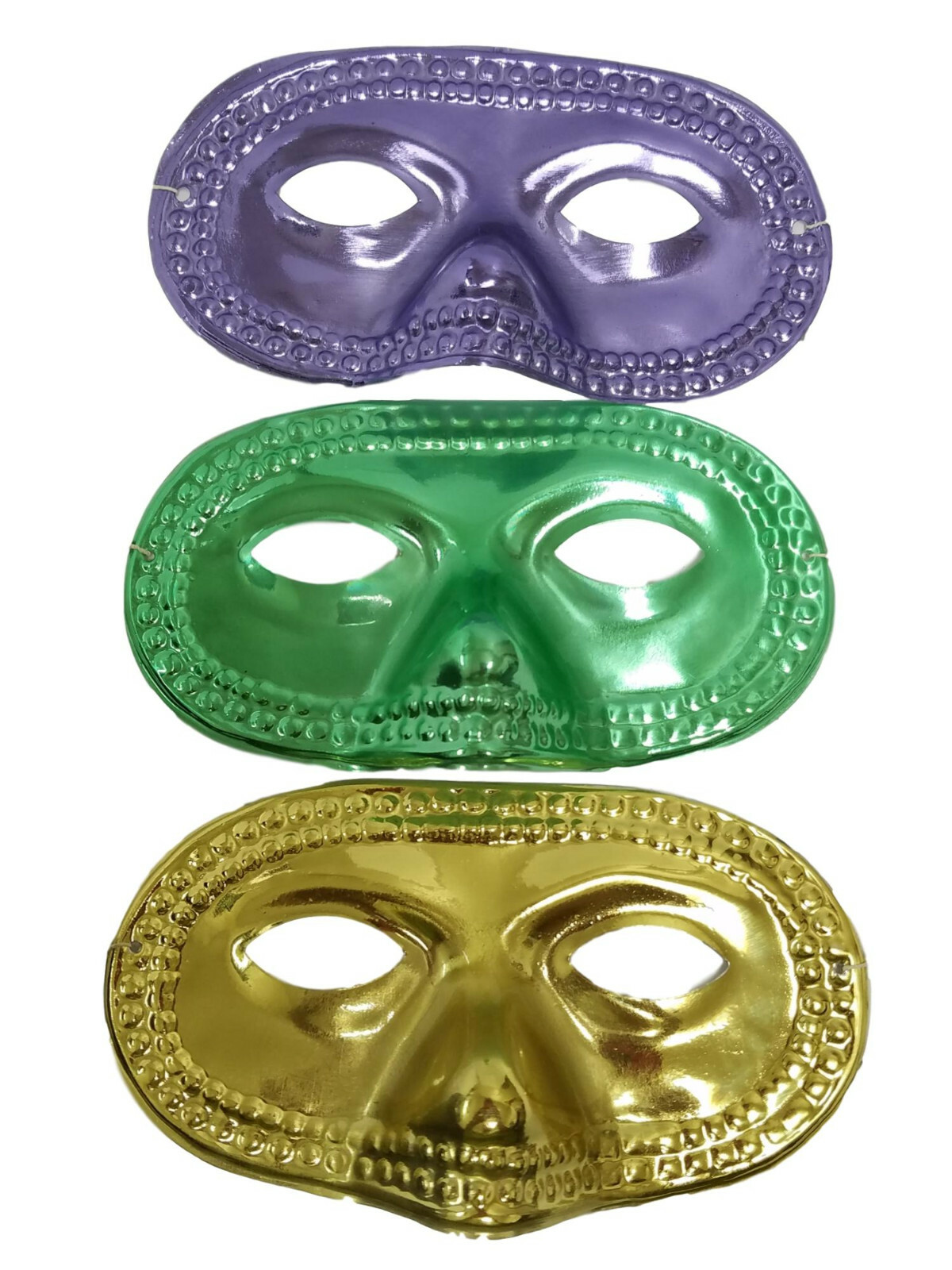 12 (1 dozen) Purple Green Gold Metallic Round Half Mask Masks Mardi Gras