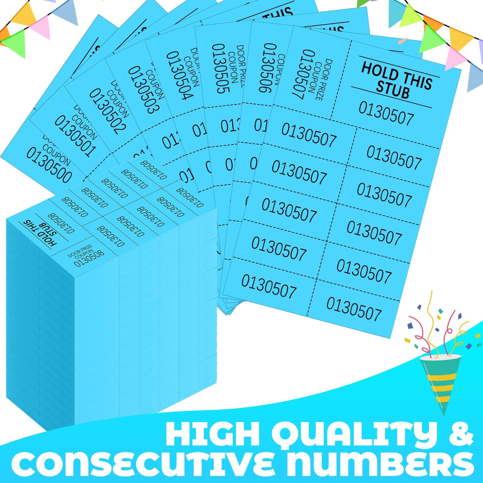 2000 Sheets Lake Blue Raffle Tickets Chinese Auction 10 Bid Numbers Basket