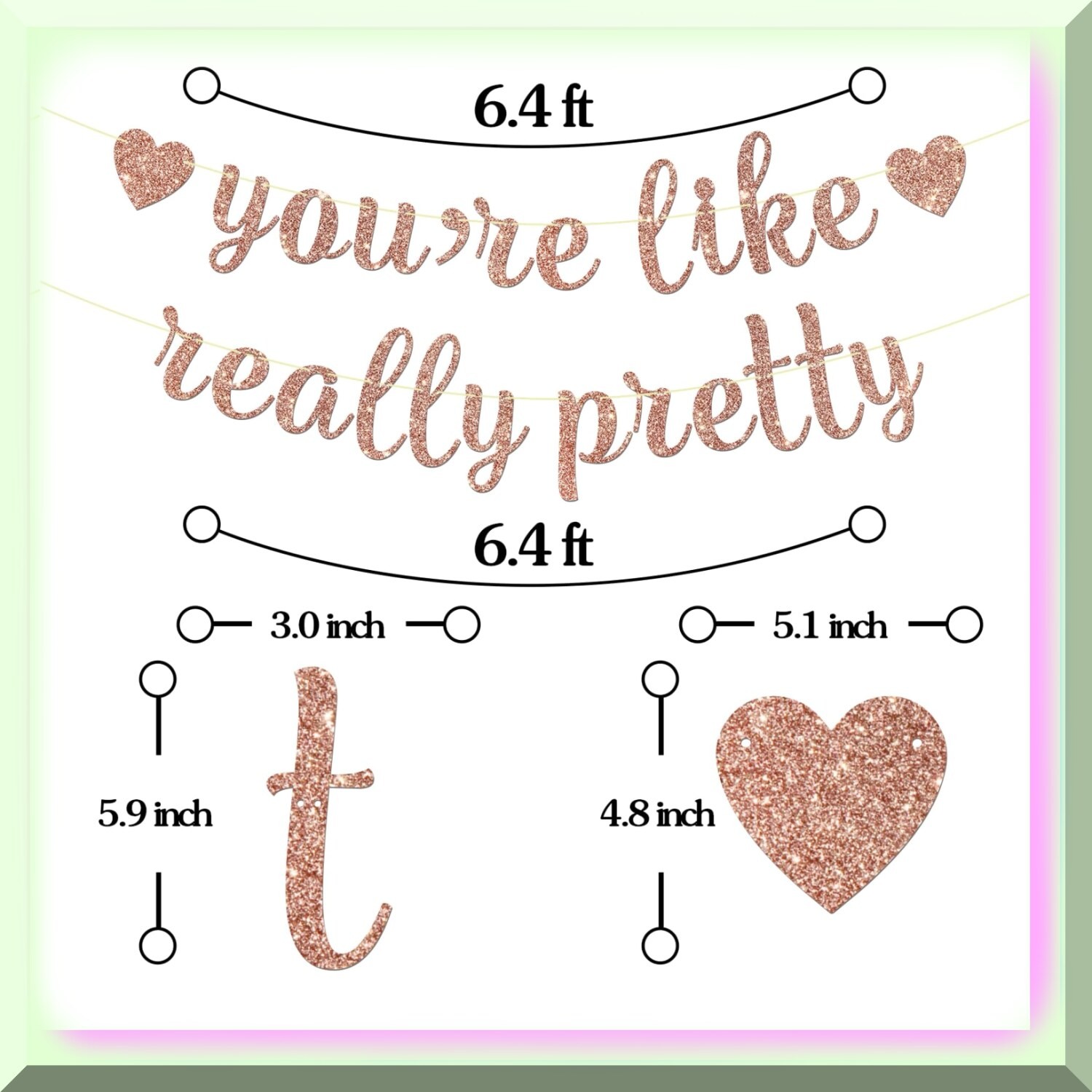 Rose Gold Celebration Banner with Glitter Paper