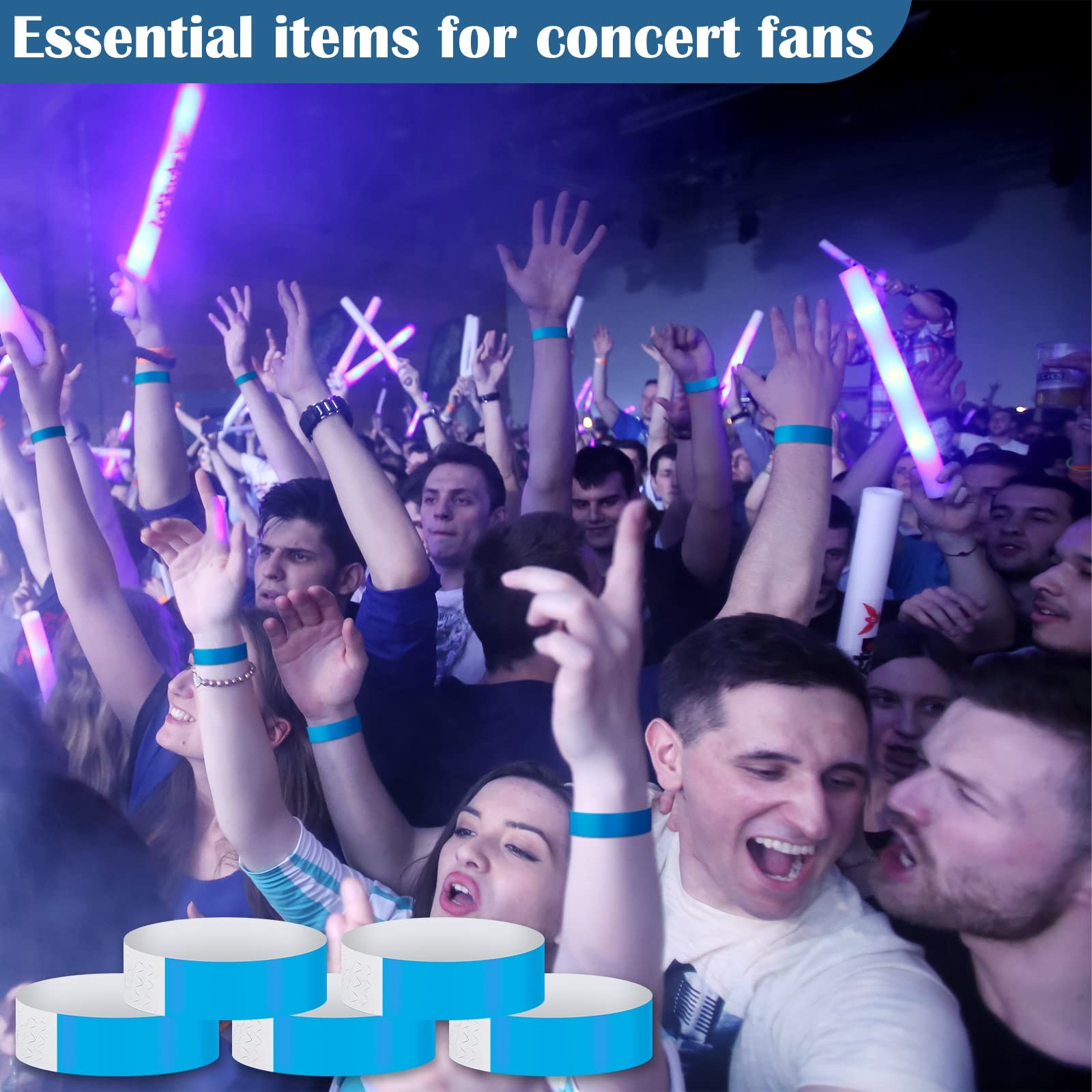 600 Packs Paper Wristbands for Events Neon Party 10 x 0.79 inch, Blue
