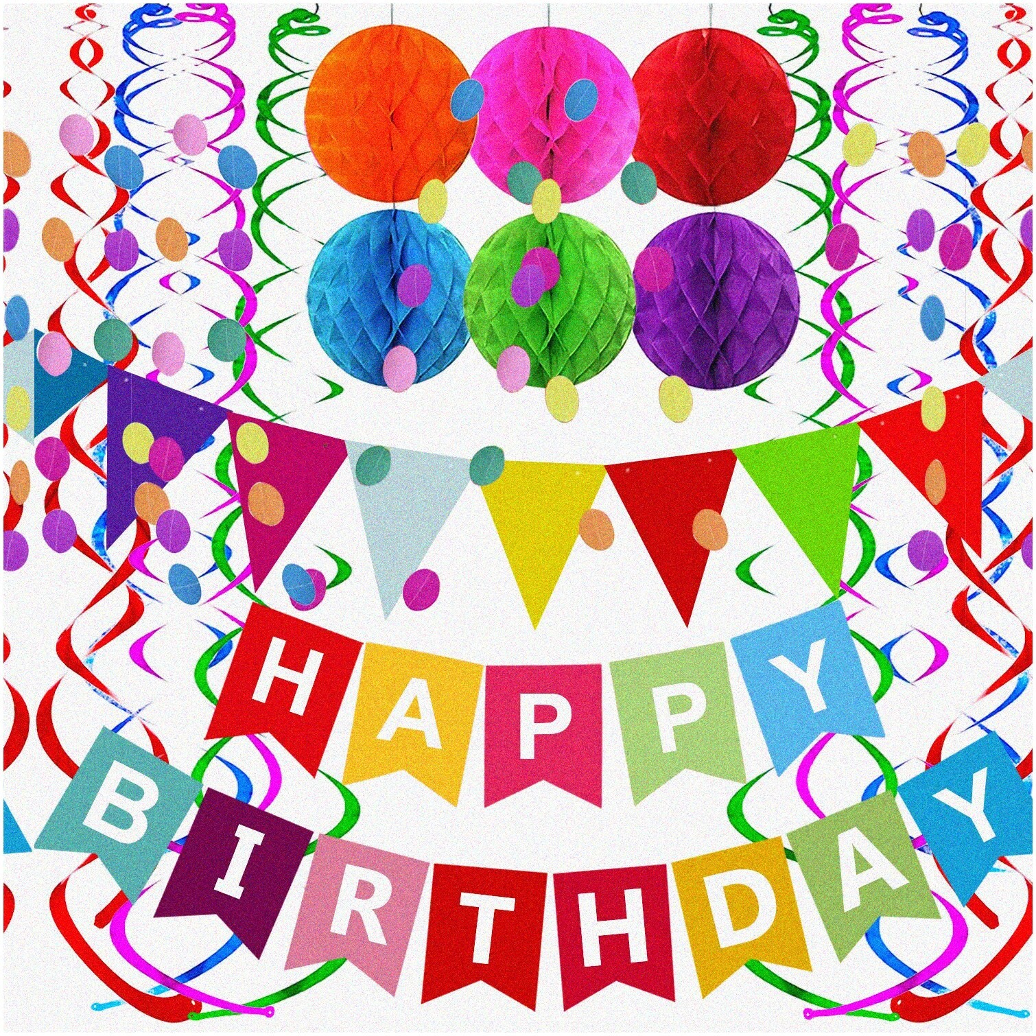 Colorful Party Decorations Bunting Confetti Streamers