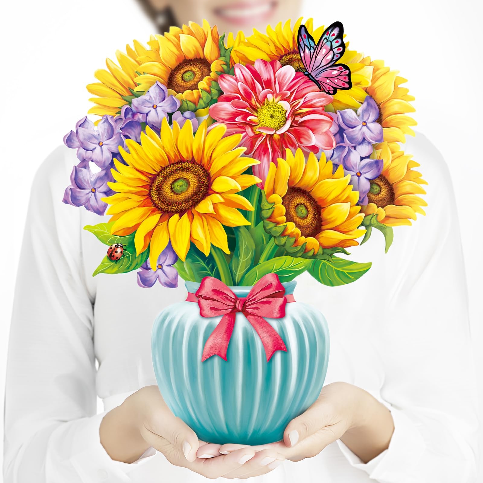 Airpark Pop Up Flower Bouquet Card for Women, 3D 5×7 inches, multicolor