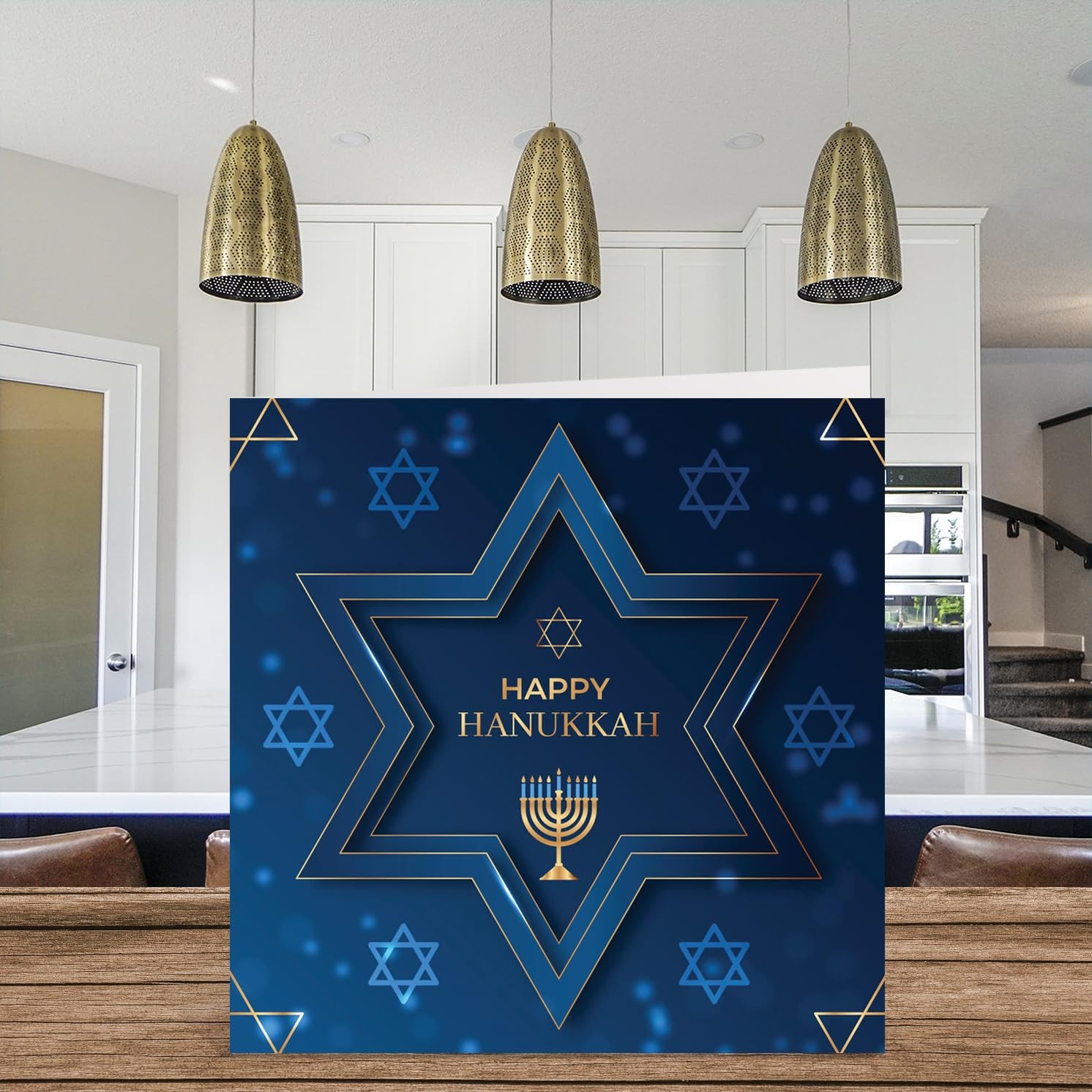 Happy Hanukkah Card for Boys Him – Zentangle Star 145mm x 145mm, Multicolour