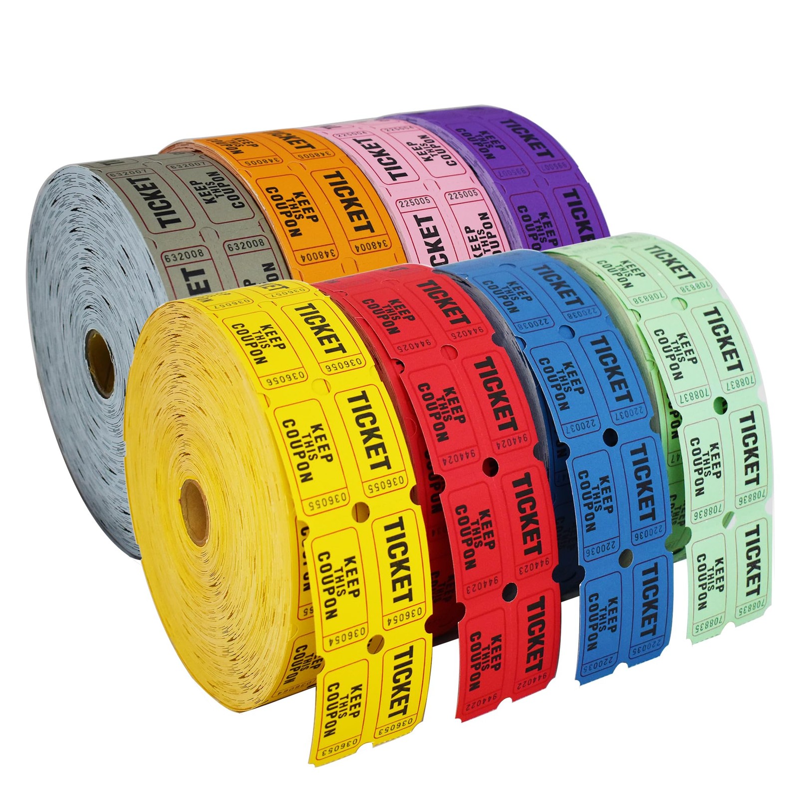 Raffle Tickets Double Roll – Full Set of 8 Colors, 2000 Tickets/Colors, 50/50…