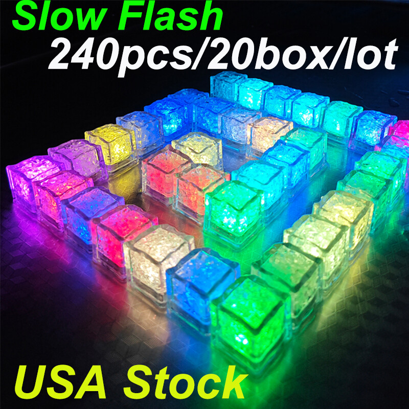 LED Ice Cubes for Drinks Glowing Slow Flash Light for Party Bar Christmas Lights