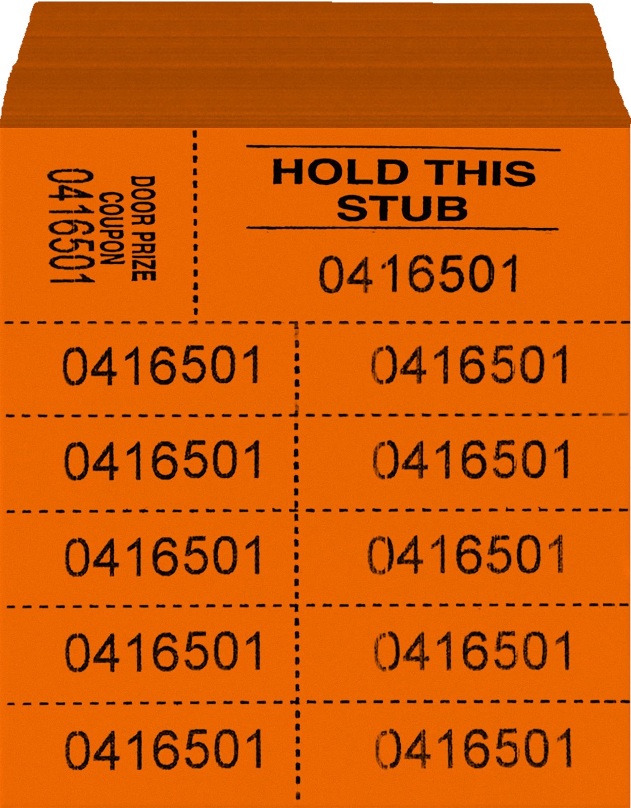 500 Sheets Orange Auction Tickets 10 Numbers Per Sheet Fundraiser Raffle Tags