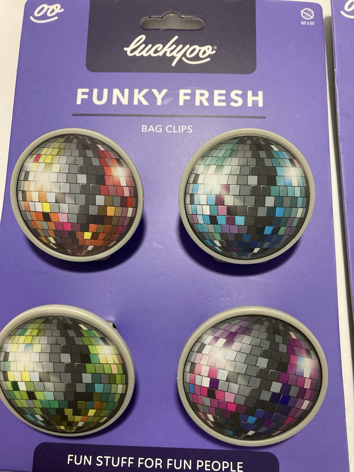 16 new Luckyoo Bag Clips ~ Disco Ball, Fresh Fish, Bon Appetit, Smiley Face
