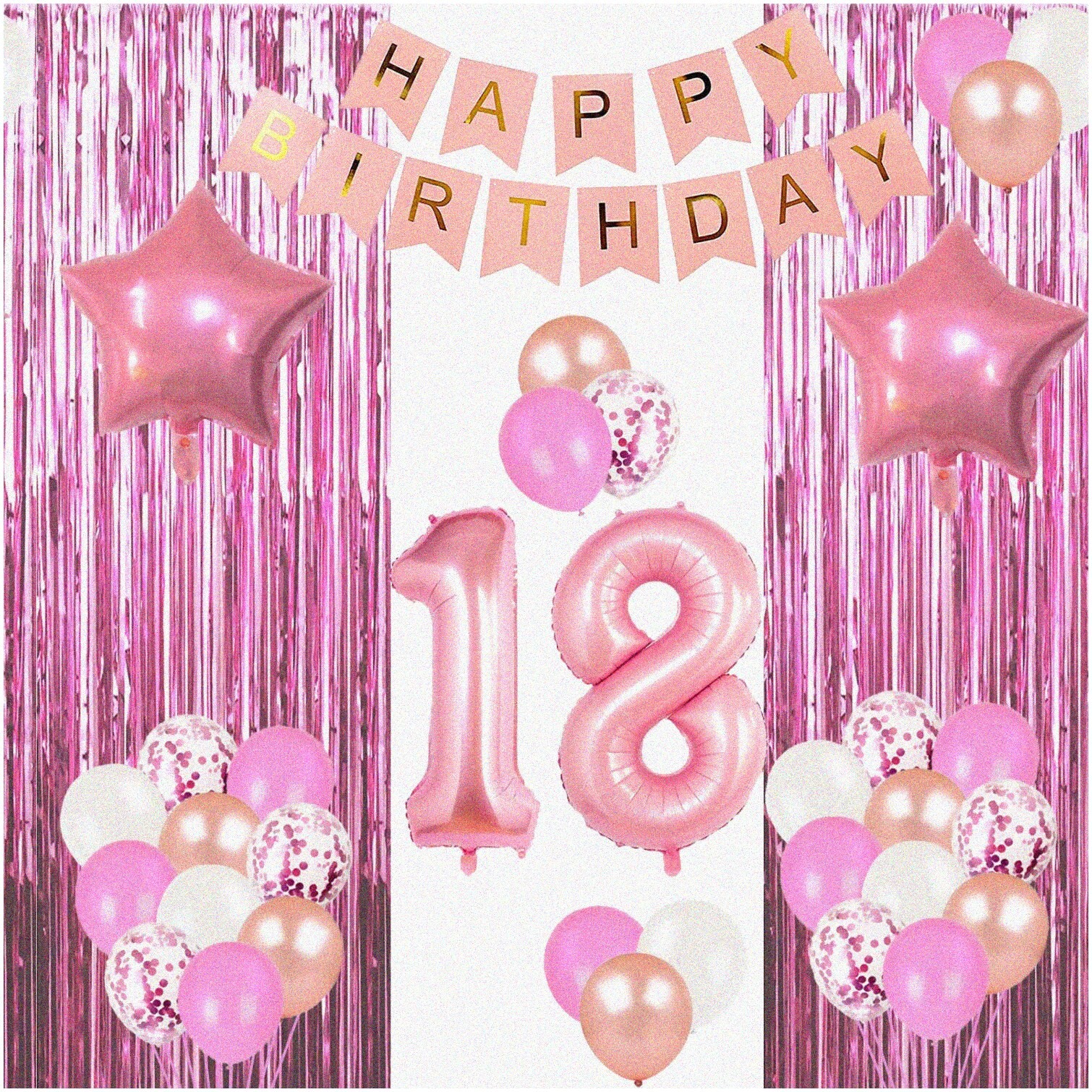 18th Birthday Pink Party Decorations Set