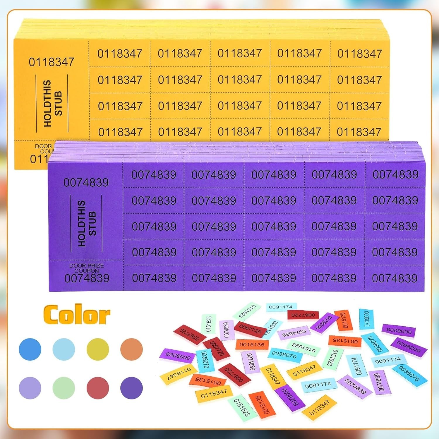 Vibrant 2000 Sheet Raffle Ticket Set – Perfect for School Events & Fundraising