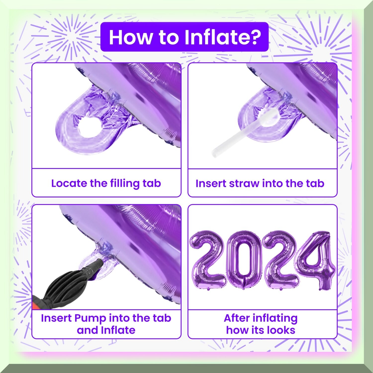 Purple 42-inch Metallic Number Balloons for New Year