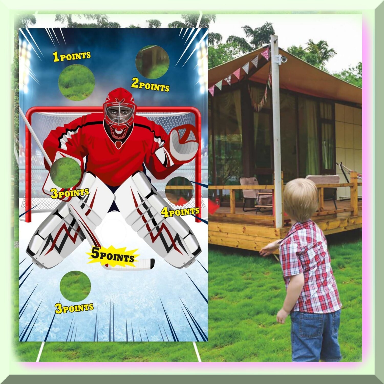 Ice Hockey Toss Game Decorations Banner