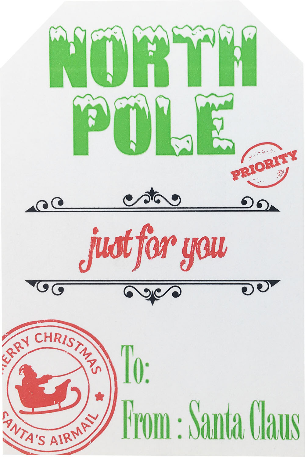White Christmas North Pole Vintage Gift Tags, 2 x 3 Inches, 100 Pack 4 Designs