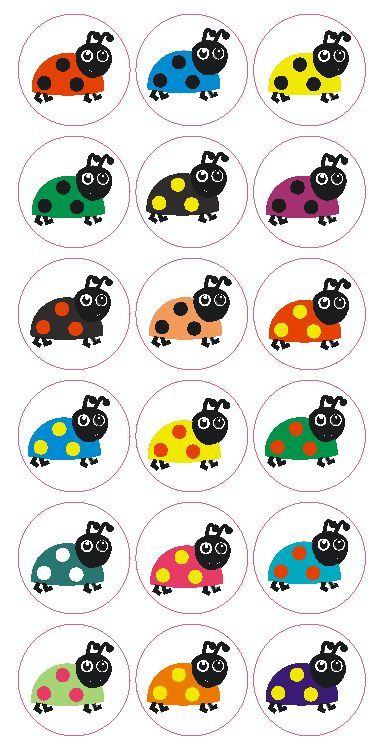 Colorful Ladybug Labels Stickers Decals CRAFTS Teachers SCHOOLS Made In USA #D69
