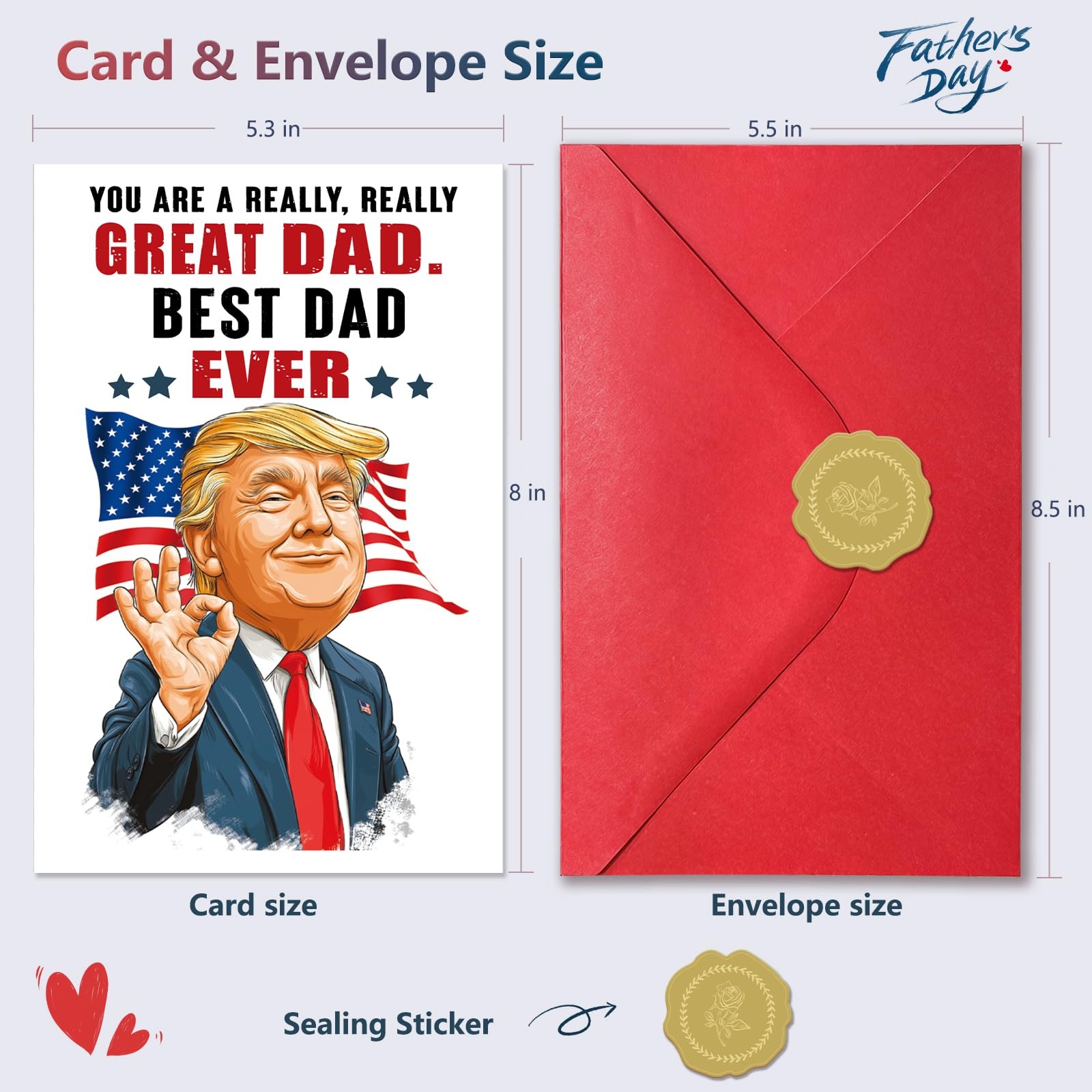 CoconutGo Funny Trump Father’s Day Card for Dad, 5.3 X 8 Inches, White
