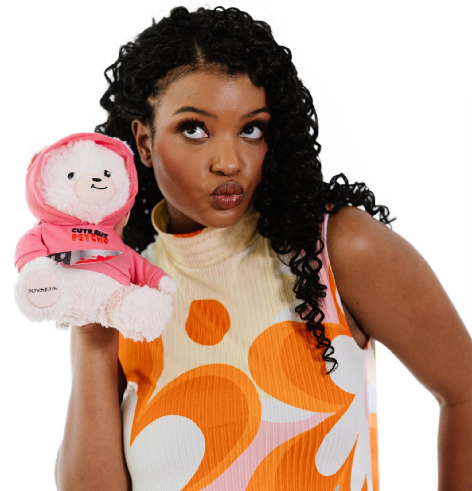Punchkins 🐻 “Cute But PSYCHO” 😈 Teddy Bear Plushie w/ Bloody Kitchen Knife 🩸
