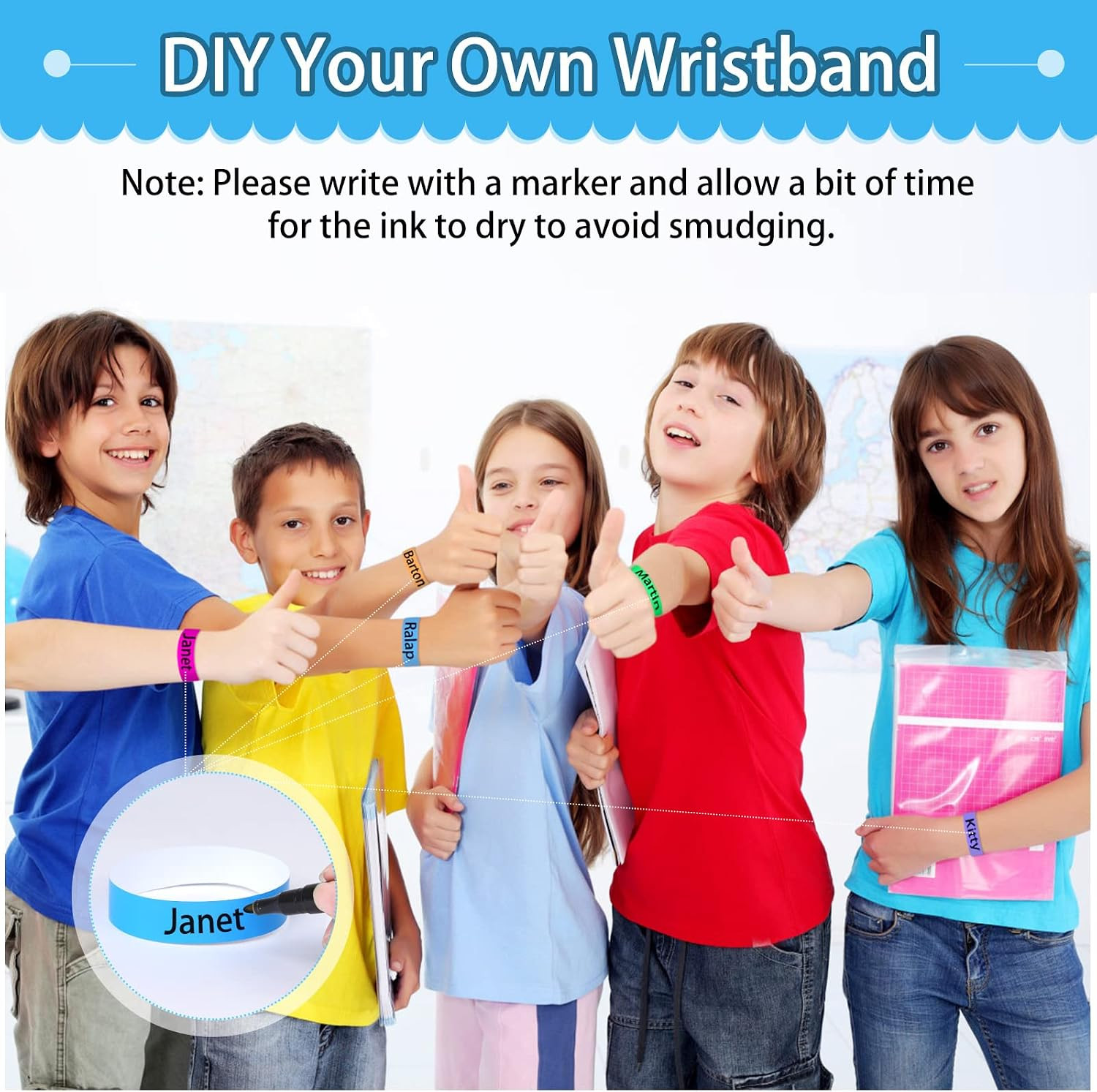 800 PCS Paper Wristbands for Events Party, 8 Colored Hand Wrist Bands Waterproof